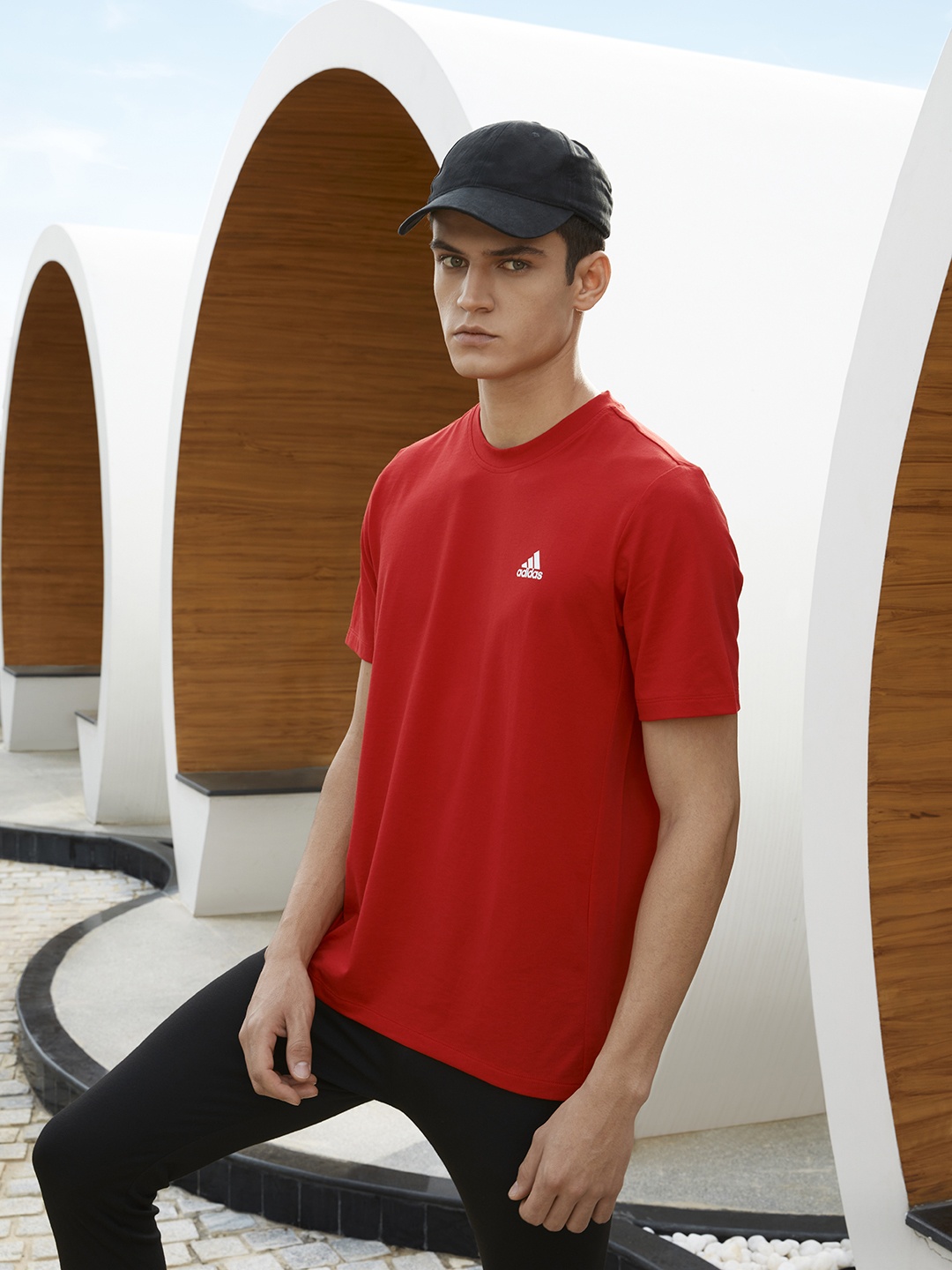 

ADIDAS Men Red Solid T-shirt