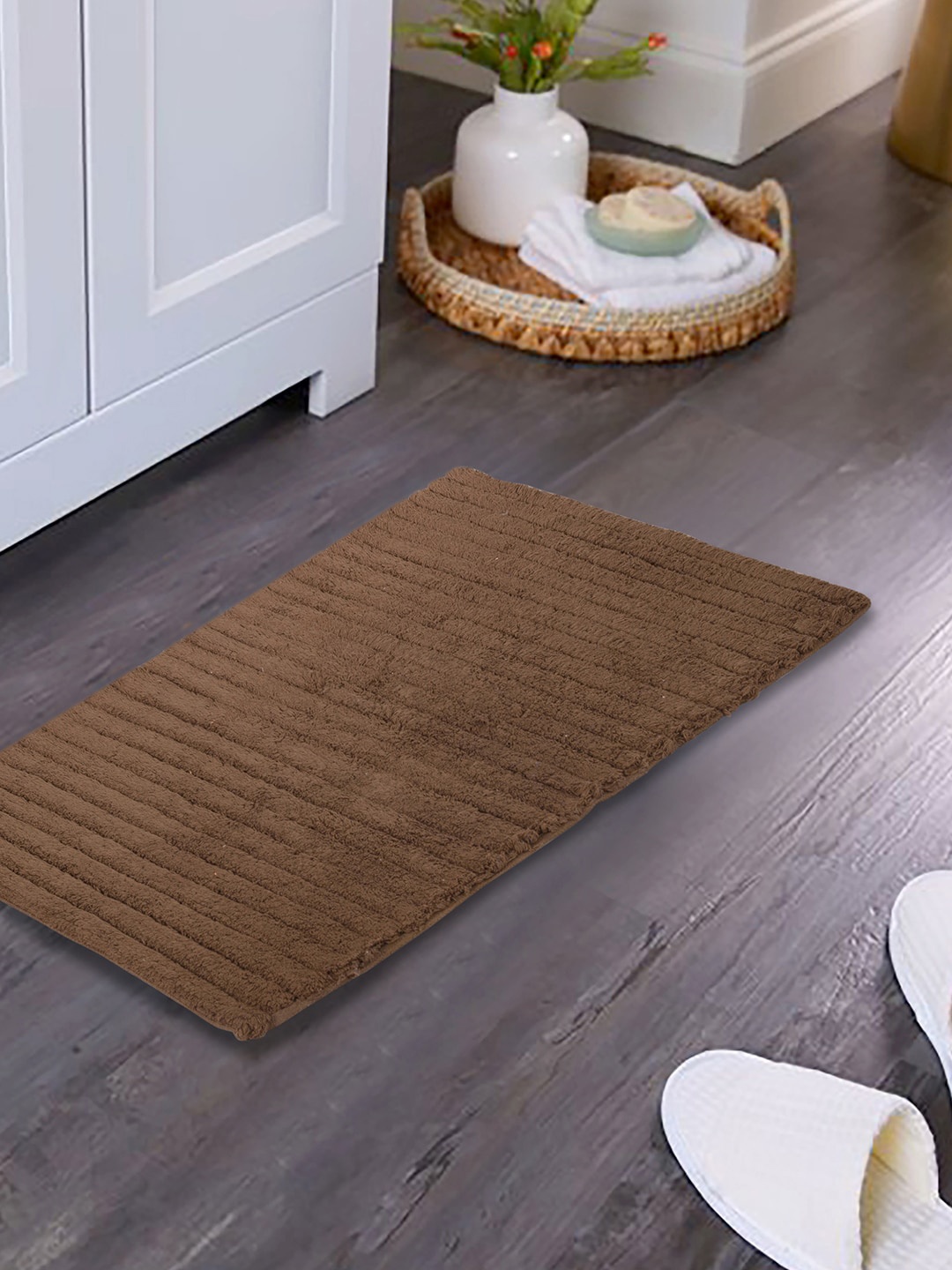 

MASPAR Brown Solid 1600 GSM Rectangular Pure Cotton Bath Rug