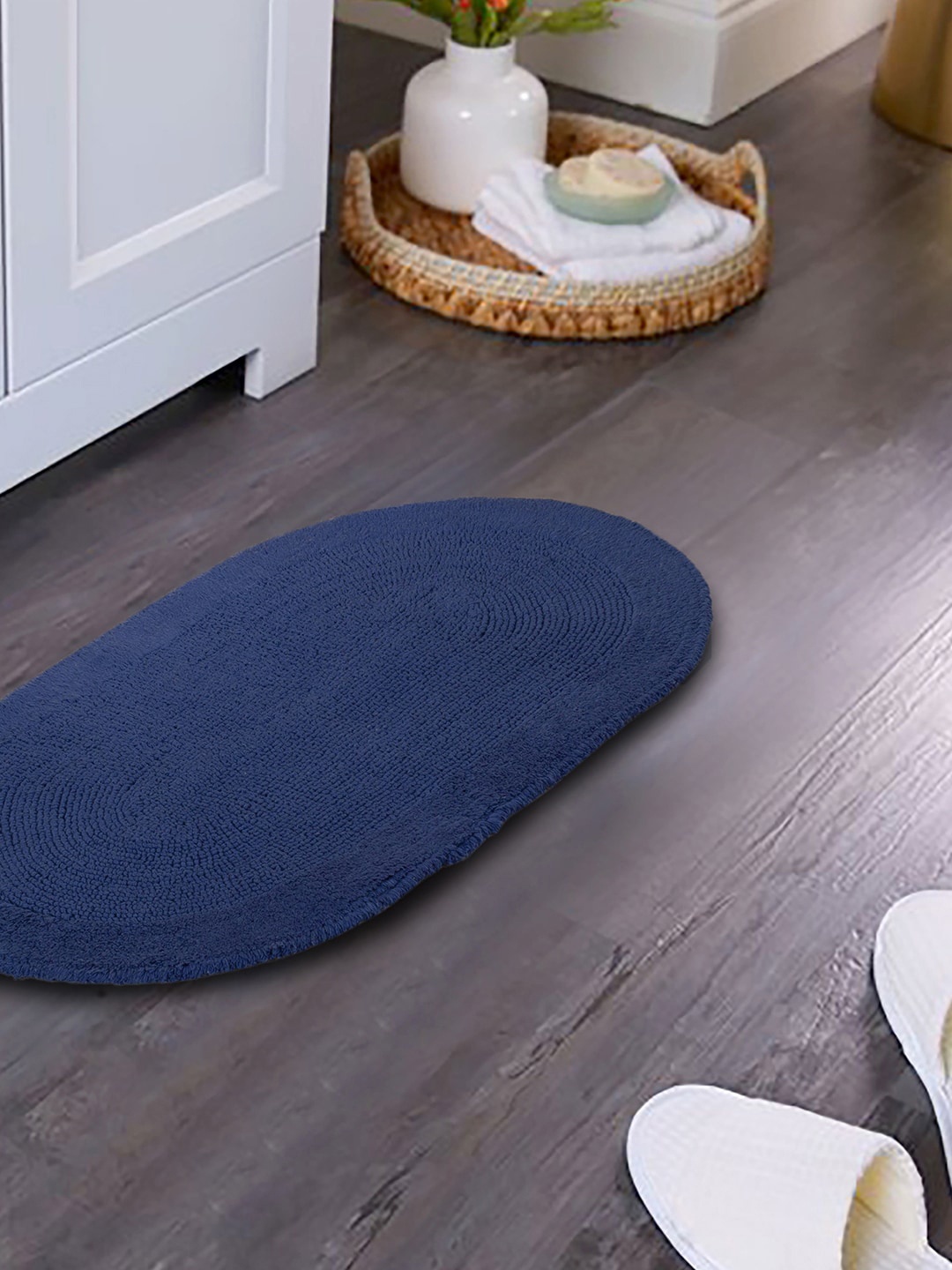 

MASPAR Navy Blue Solid Cotton 2100 GSM Bath Rug