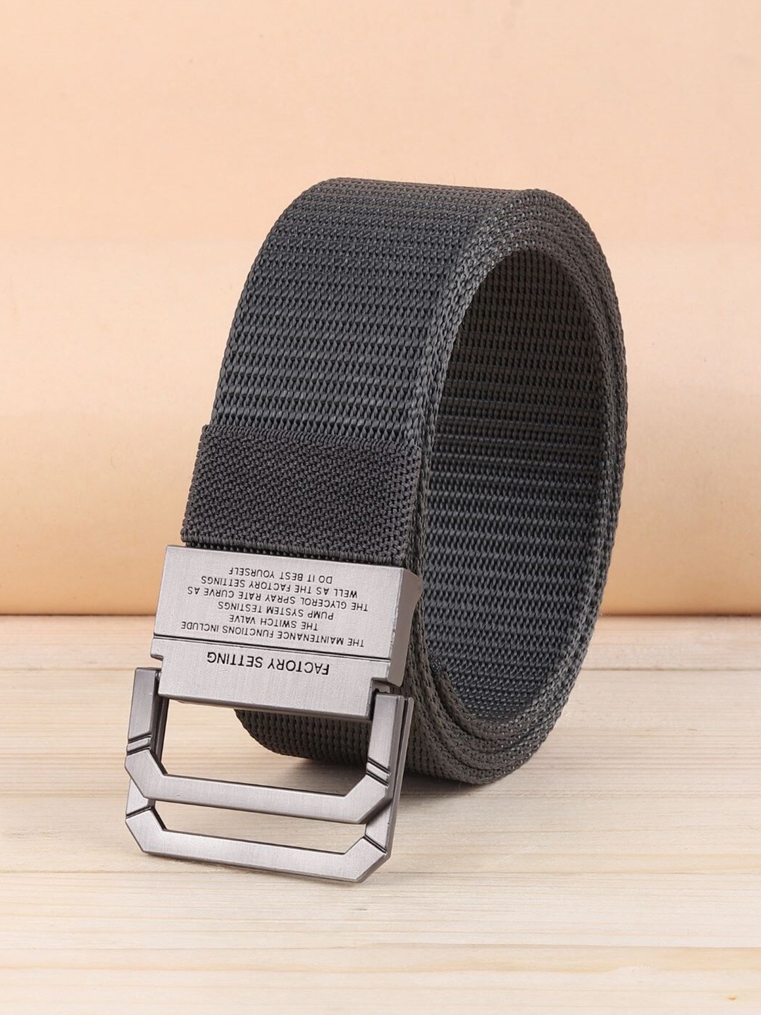 

ZORO Men Grey Melange Textured Canvas Belt