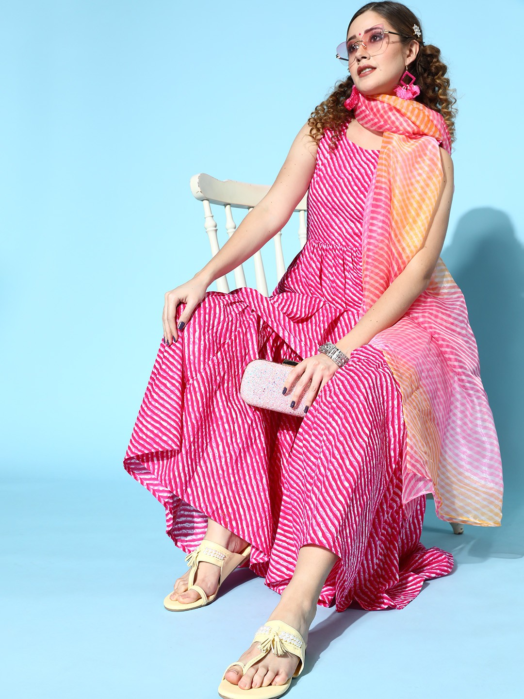 

InWeave Women Pink Pure Cotton Print Parade Kurta Set
