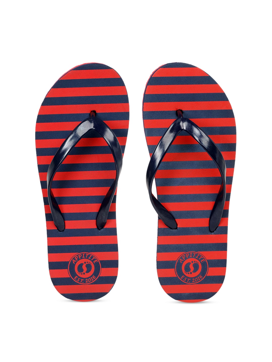 

APPITITE Women Blue & Red Printed Rubber Thong Flip-Flops