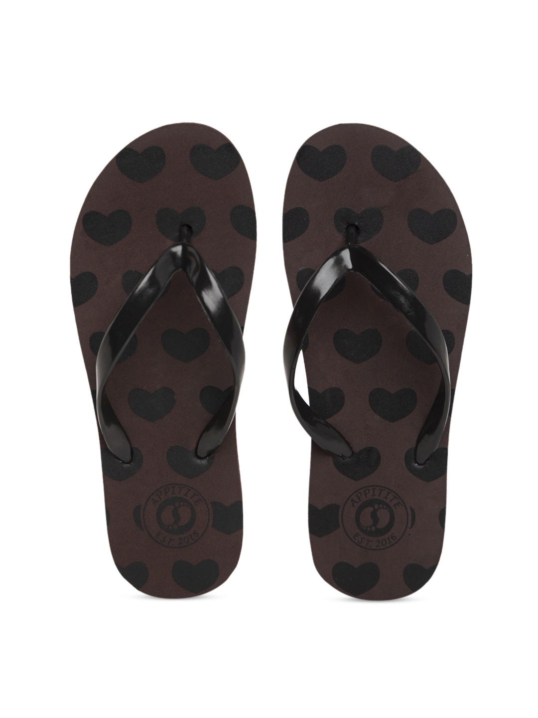 

APPITITE Women Brown & Black Printed Rubber Thong Flip-Flops