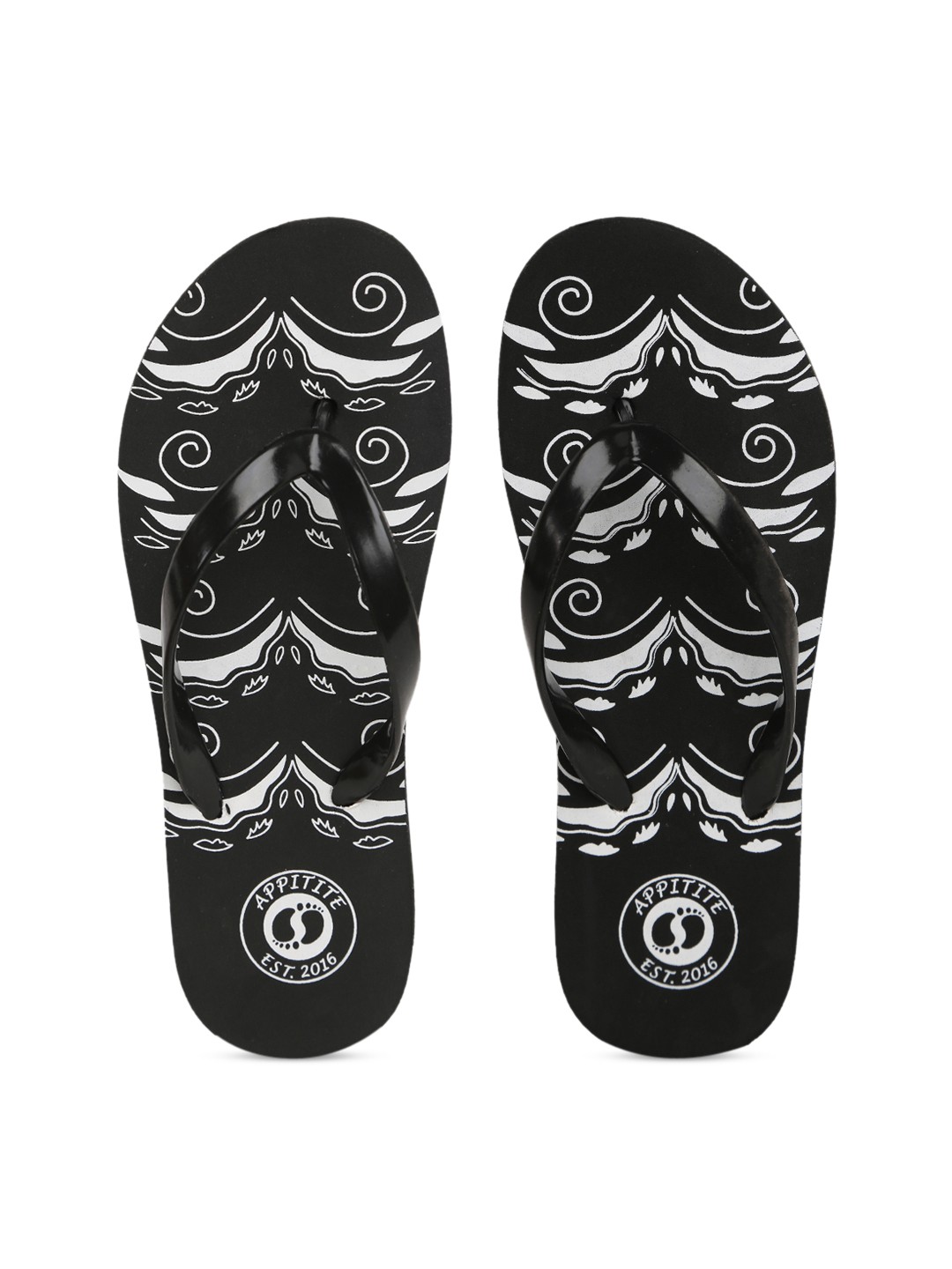 

APPITITE Women Black & White Printed Rubber Slip-On