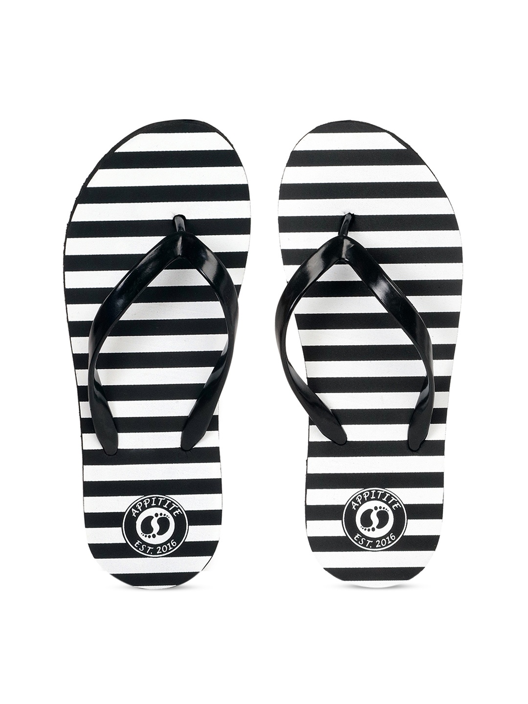 

APPITITE Women Black & White Printed Rubber Thong Flip-Flops