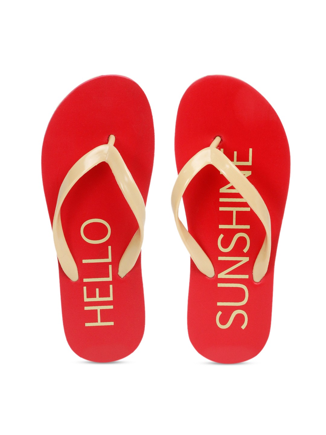 

APPITITE Women Red & Beige Printed Rubber Thong Flip-Flops