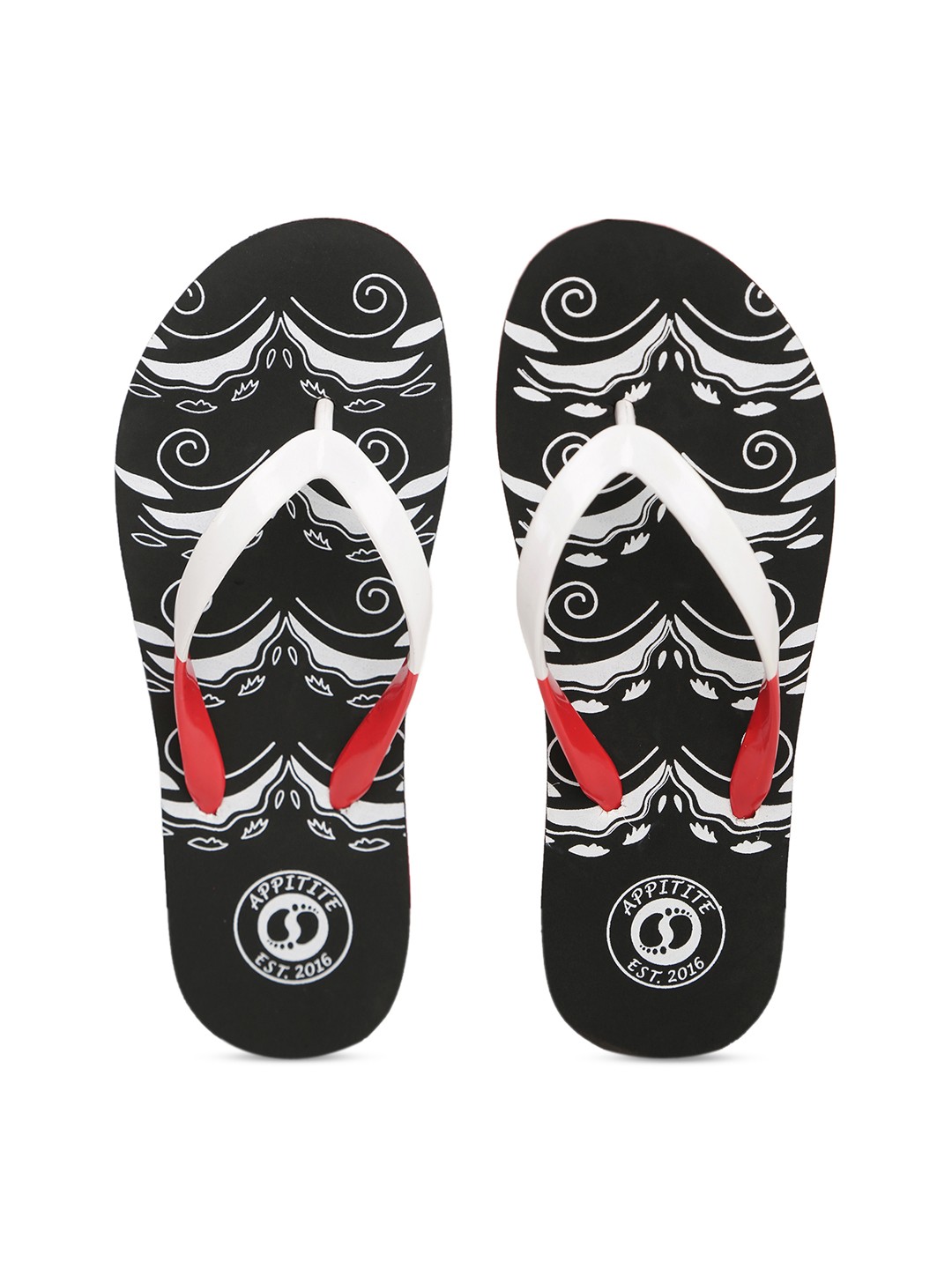 

APPITITE Women Black & White Printed Rubber Slip-On