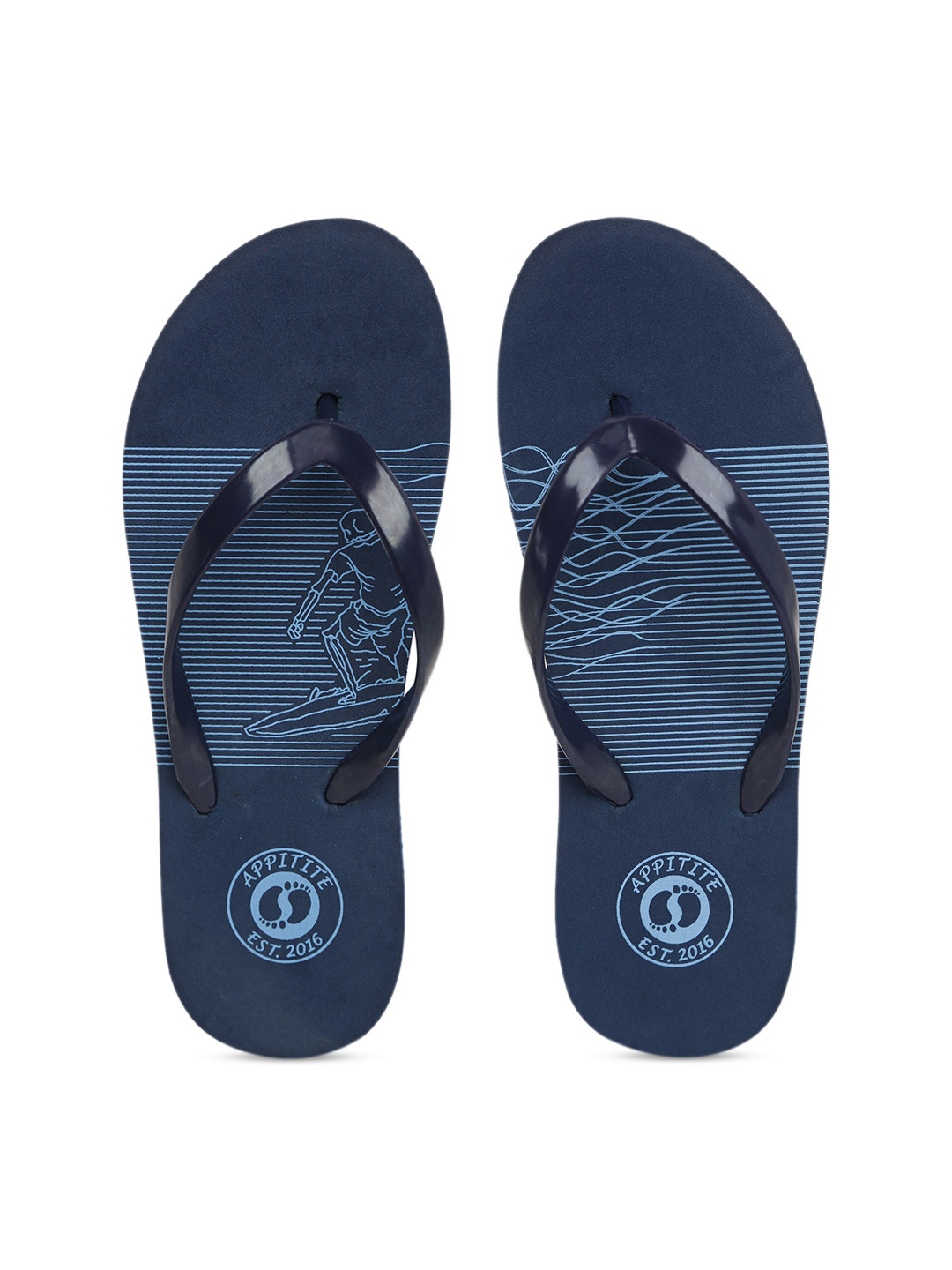 

APPITITE Women Blue Printed Rubber Thong Flip-Flops