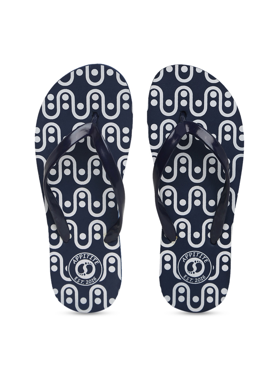 

APPITITE Women Blue & White Printed Rubber Thong Flip-Flops