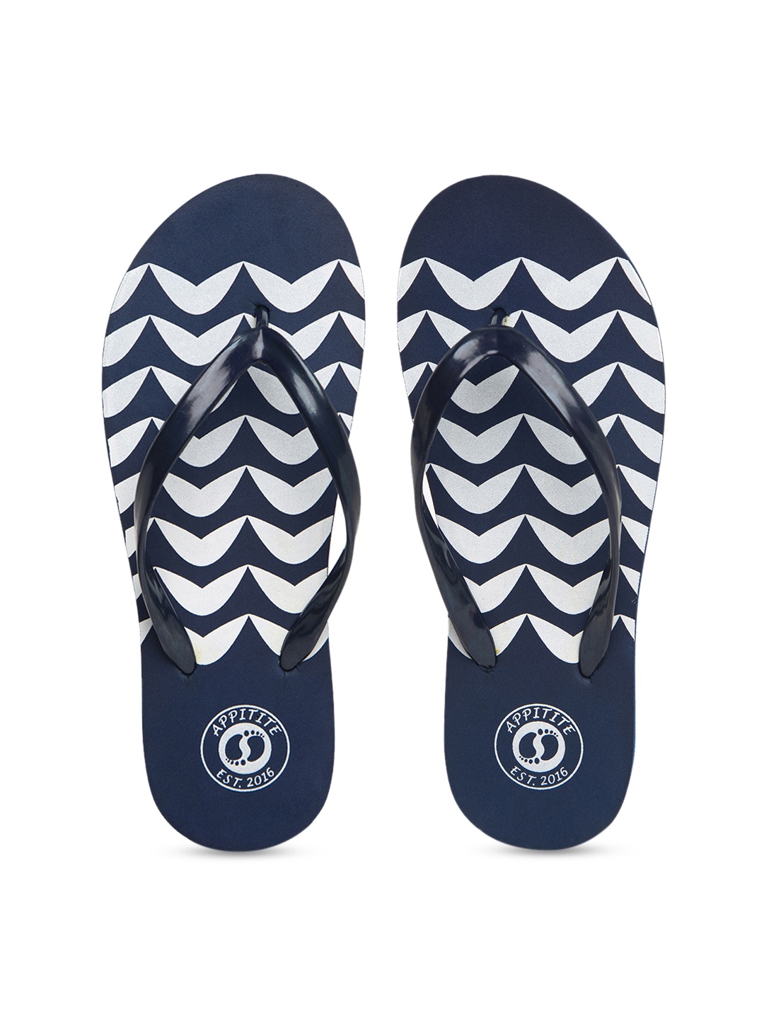 

APPITITE Women Blue & White Printed Rubber Thong Flip-Flops
