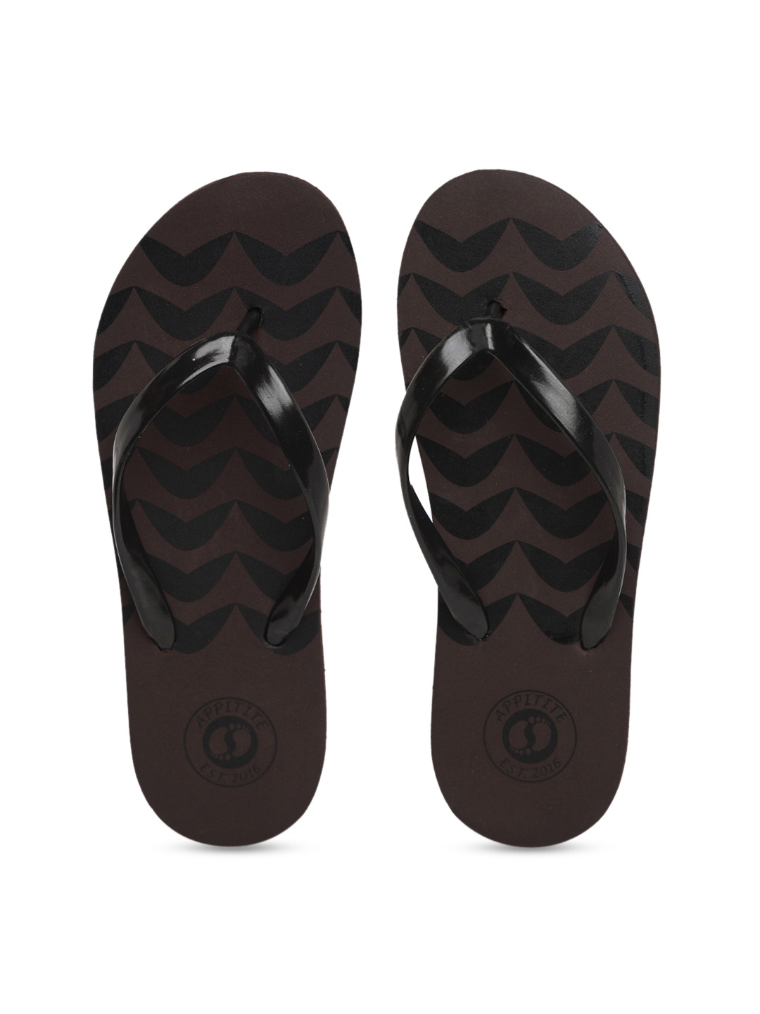 

APPITITE Women Brown & Black Printed Rubber Thong Flip-Flops