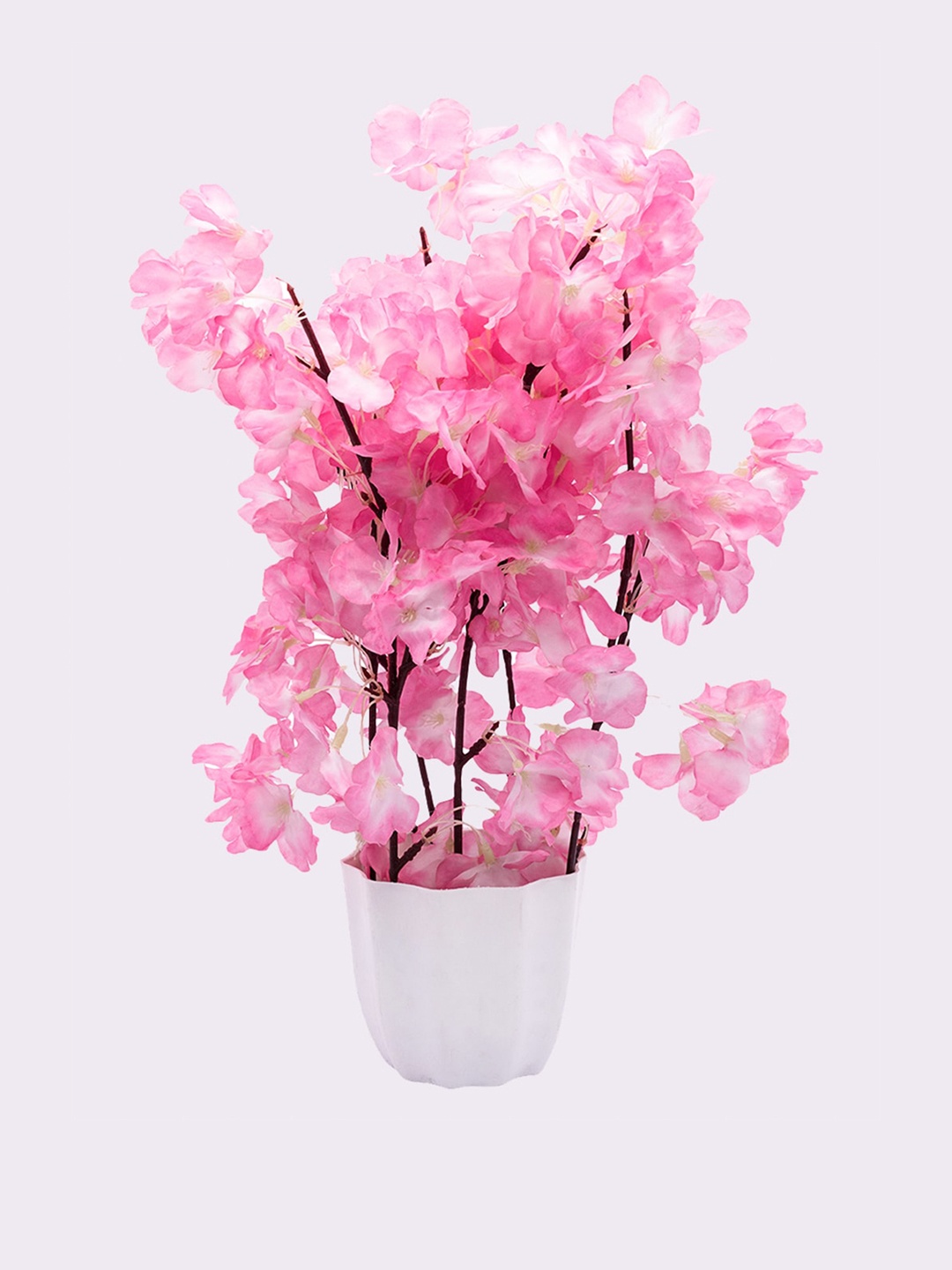 MARKET99 Pink & White Artificial Blossom Flowers With Pot