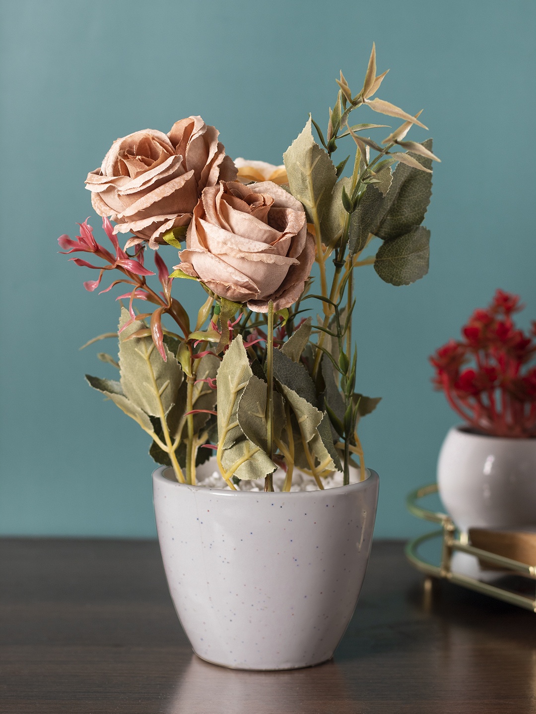 

MARKET99 Brown & Green Artificial Dry Rose Arrangement With Pot