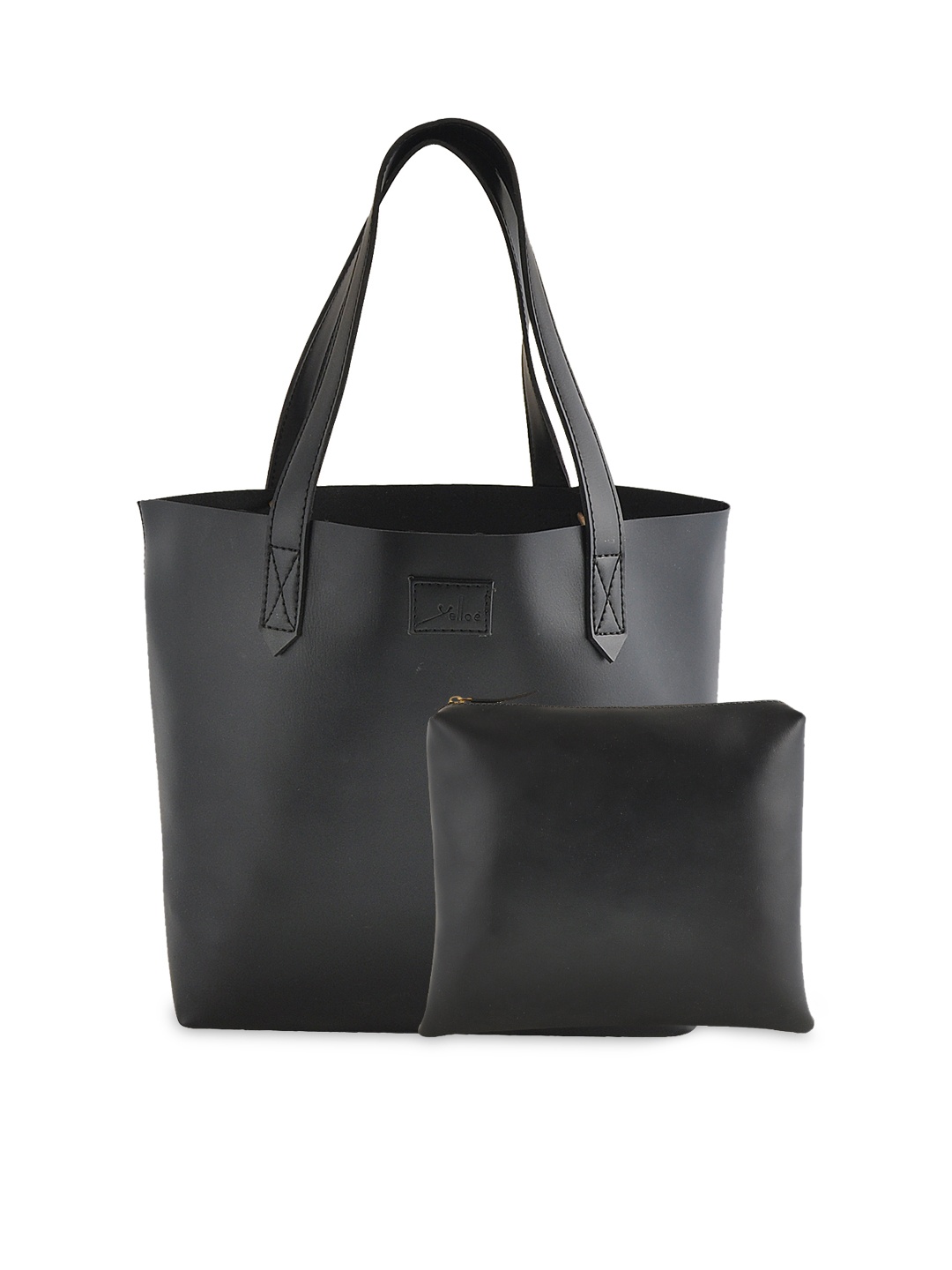 

yelloe Women Black Shopper Tote Bag With Pouch