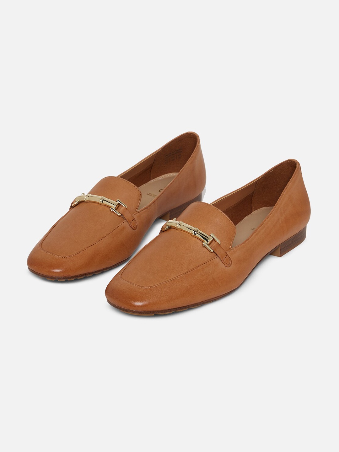 

ALDO Women Brown Leather Slip-On Horse Bit Loafers