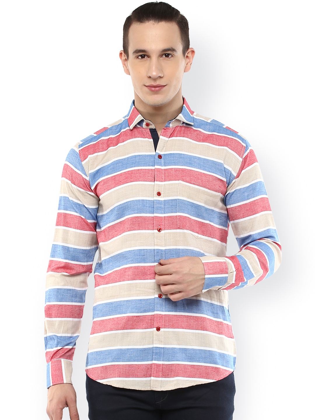 

DENNISON Men Multicoloured Slim Fit Striped Casual Shirt, Multi