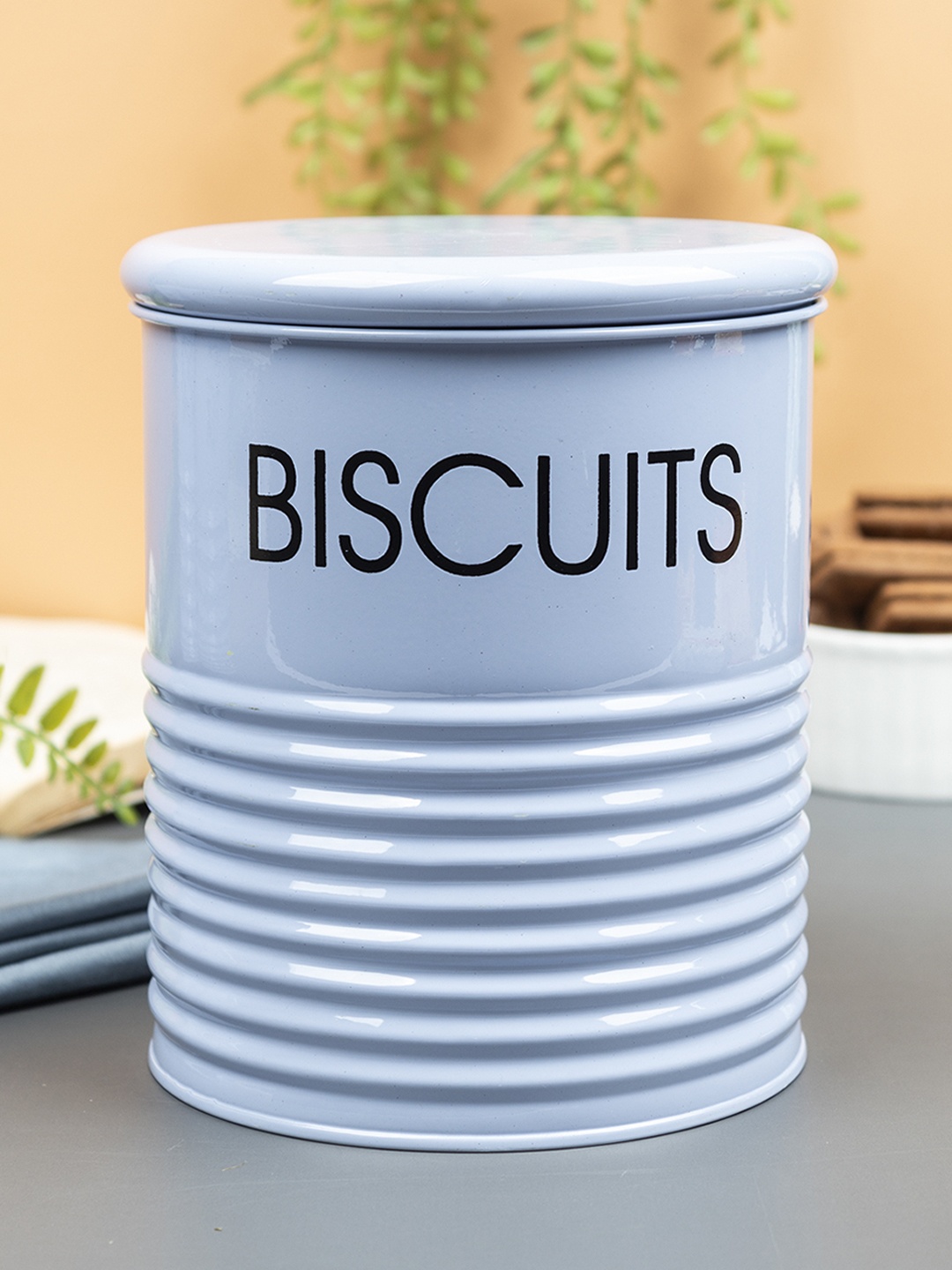 

MARKET99 Blue & Black Printed Metal Jar