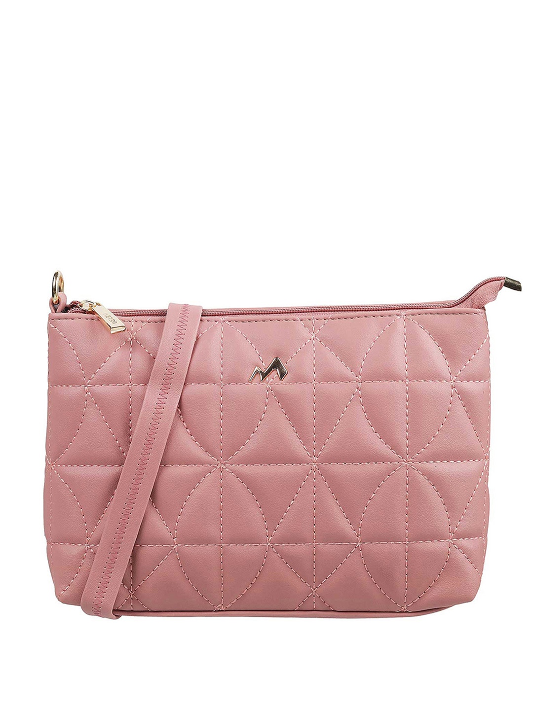 

Metro Peach-Coloured Structured Sling Bag with Quilted