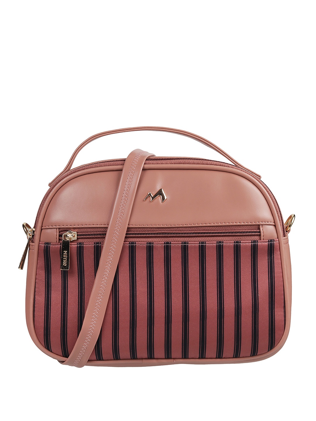 

Metro Women Peach-Coloured Striped Handheld Bag