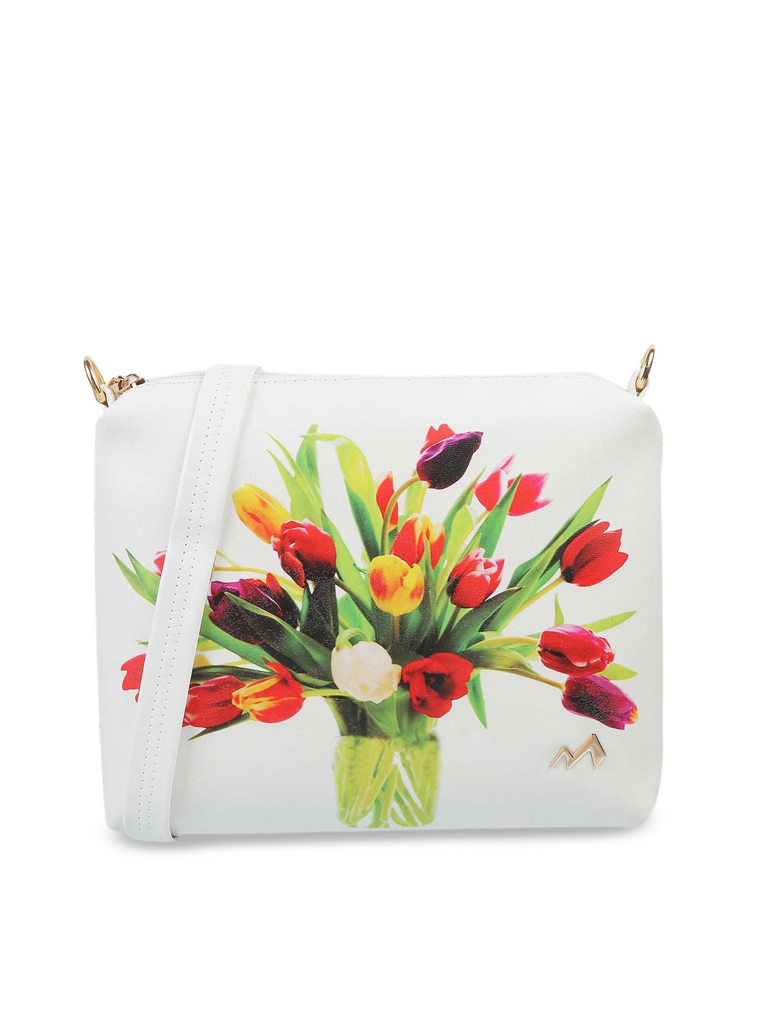 

Metro White Floral Structured Sling Bag
