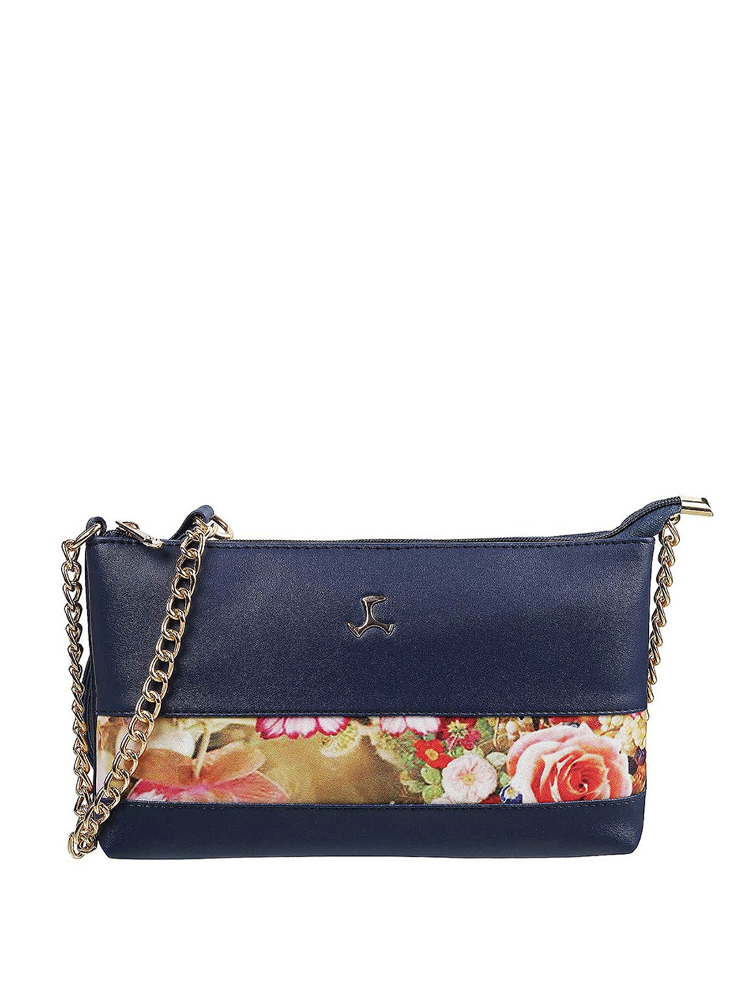 

Mochi Blue Floral Printed Structured Sling Bag