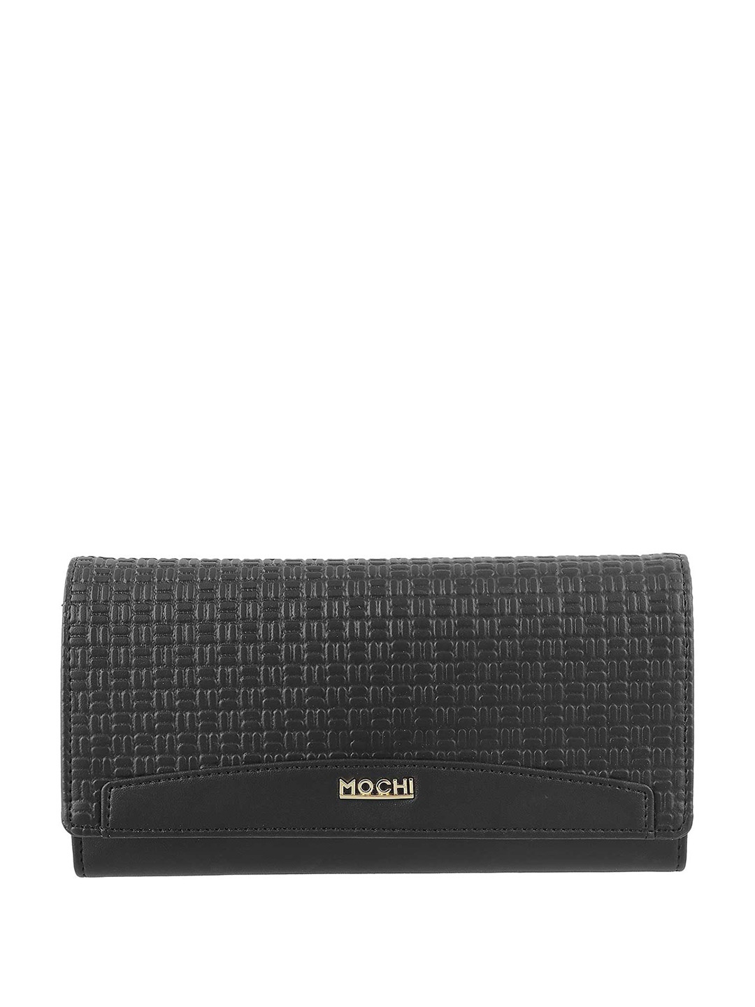 

Mochi Black Textured Envelope Clutch