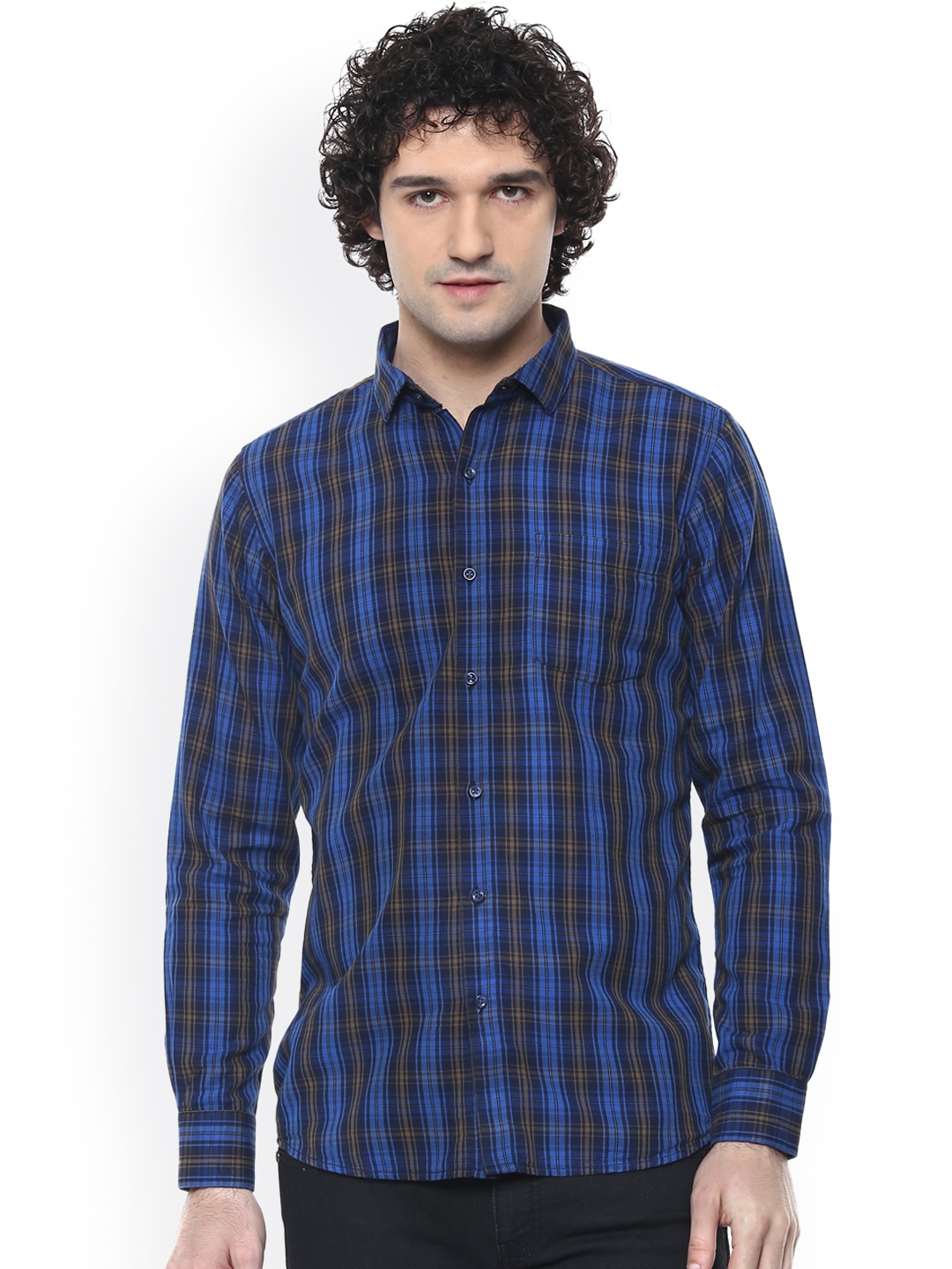 

DENNISON Men Blue Slim Fit Checked Casual Shirt