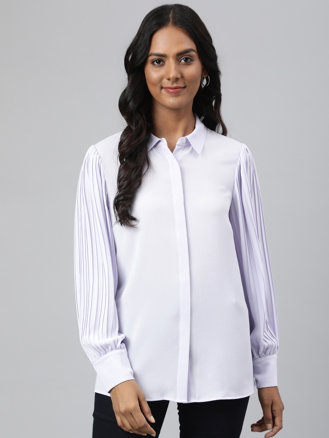 

Marks & Spencer Women Lavender Solid Casual Shirt