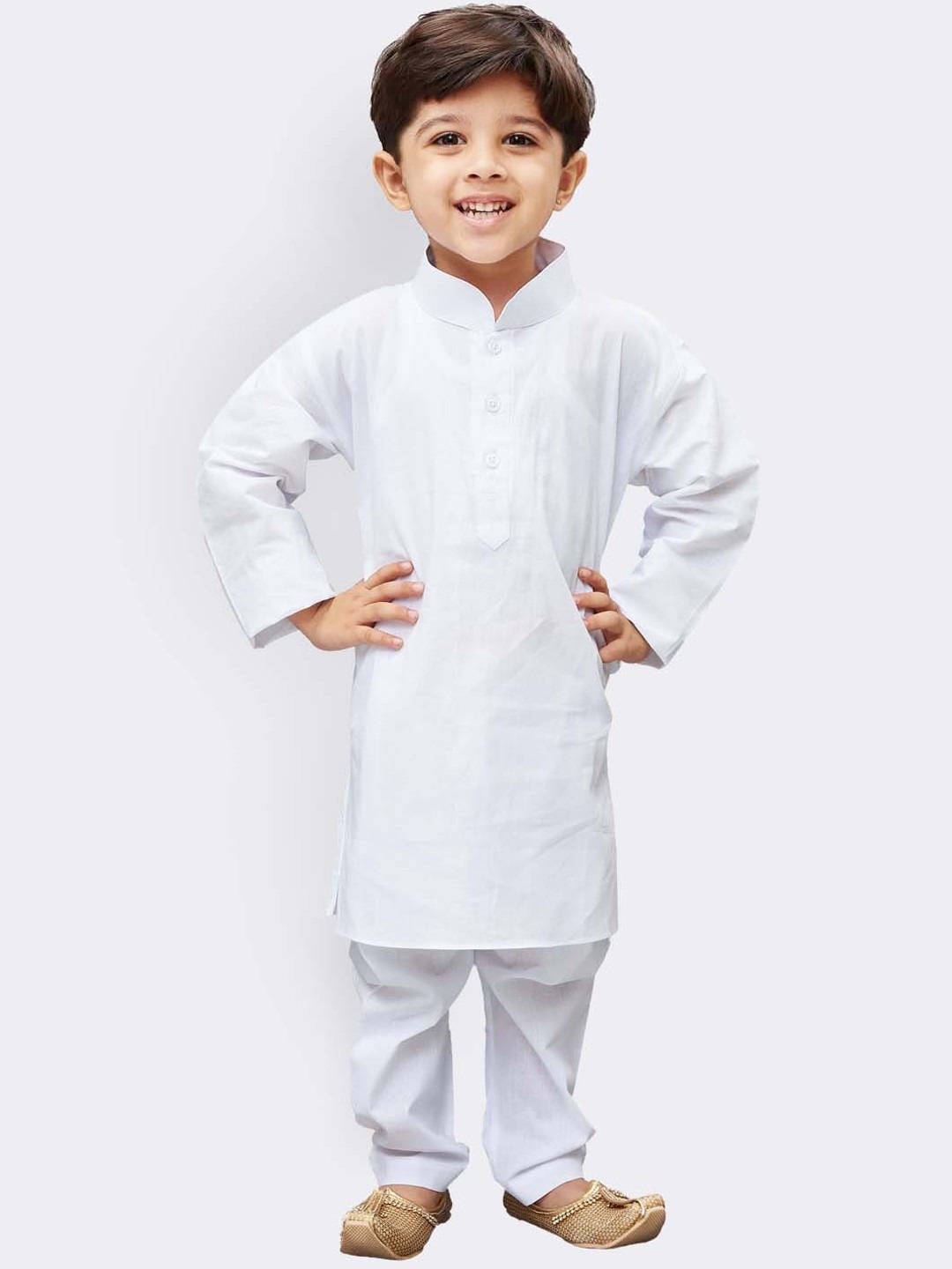 

VASTRAMAY Boys White Pure Cotton Kurta with Pyjamas