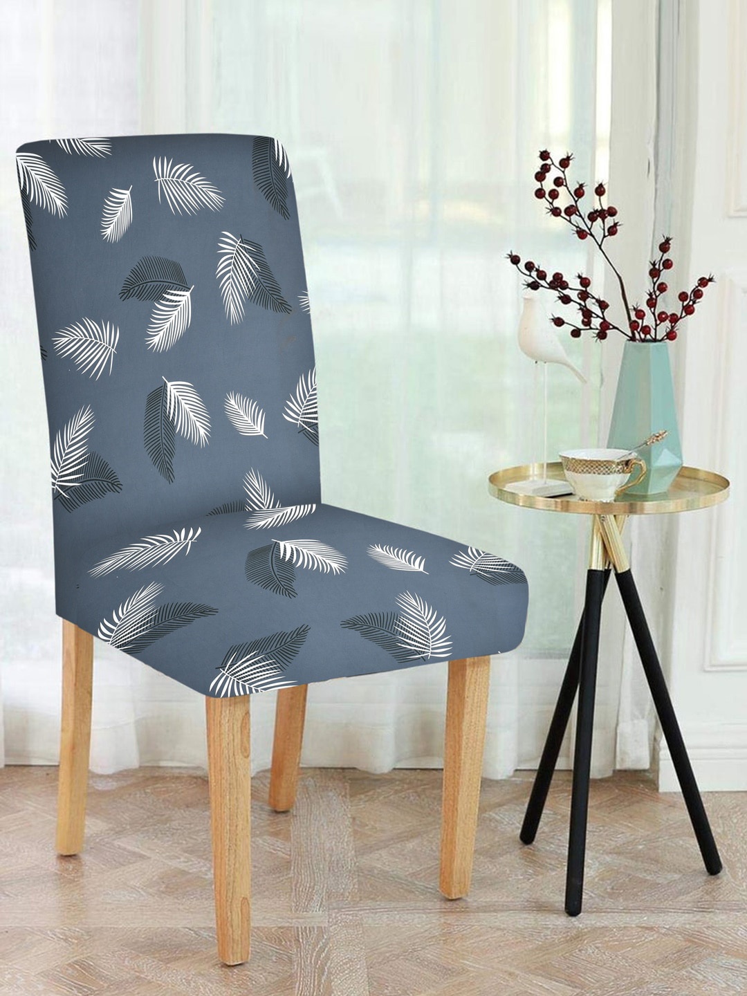 

MULTITEX Pack of 6 Printed Chair Covers, Grey
