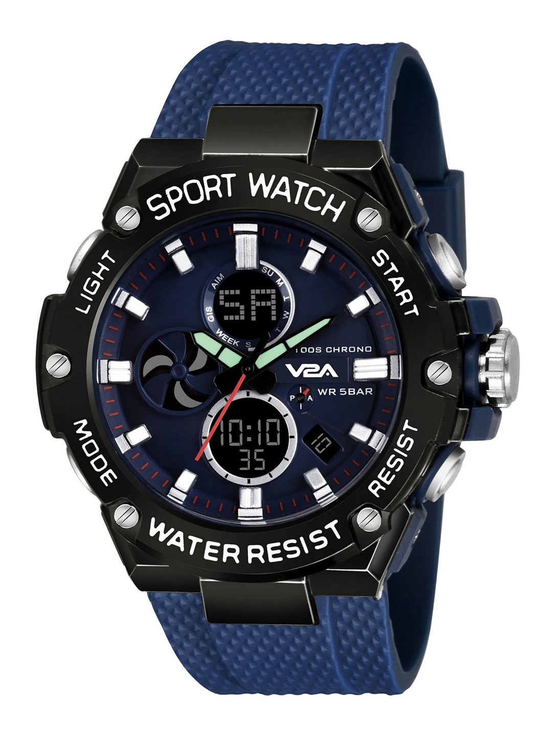 

V2A Men Black Dial & Blue Straps Analogue Multi Function Watch V2A-1922