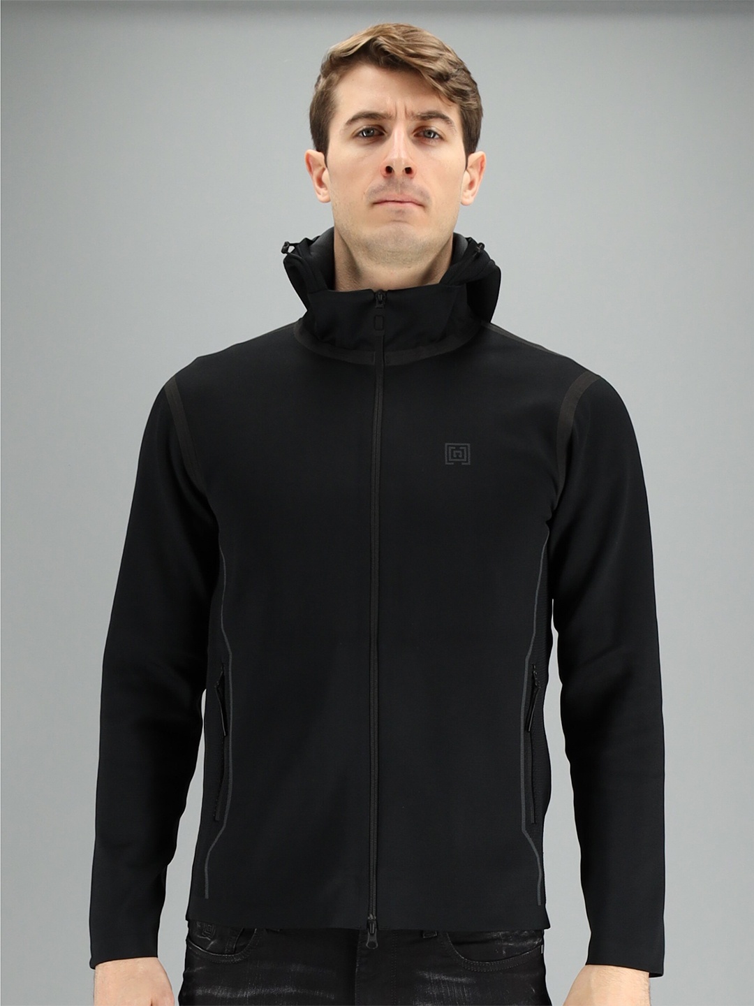 

FREESOUL Men Black Hooded Sweatshirt