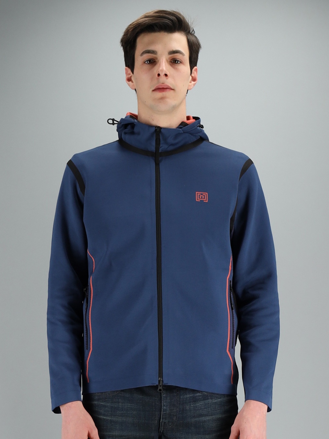 

FREESOUL Men Blue Solid Hooded Sweatshirt