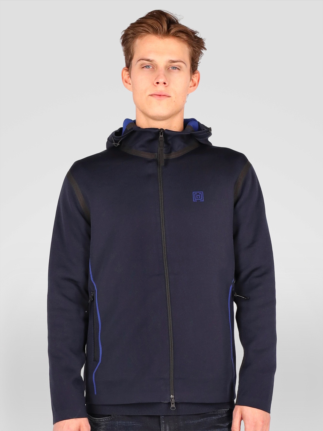 

FREESOUL Men Blue Hooded Sweatshirt
