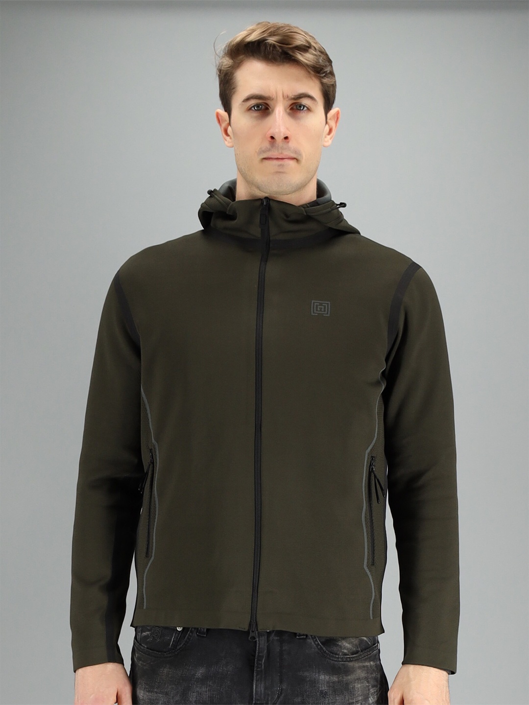 

FREESOUL Men Green Hooded Sweatshirt