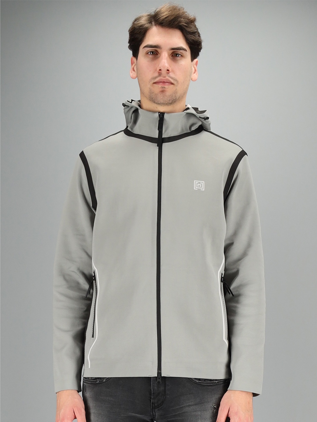 

FREESOUL Men Grey Hooded Sweatshirt