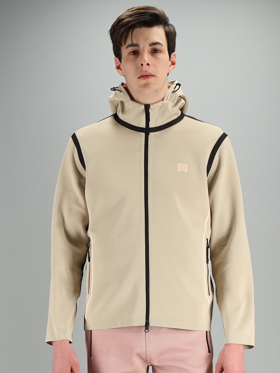 

FREESOUL Men Beige Hooded Sweatshirt