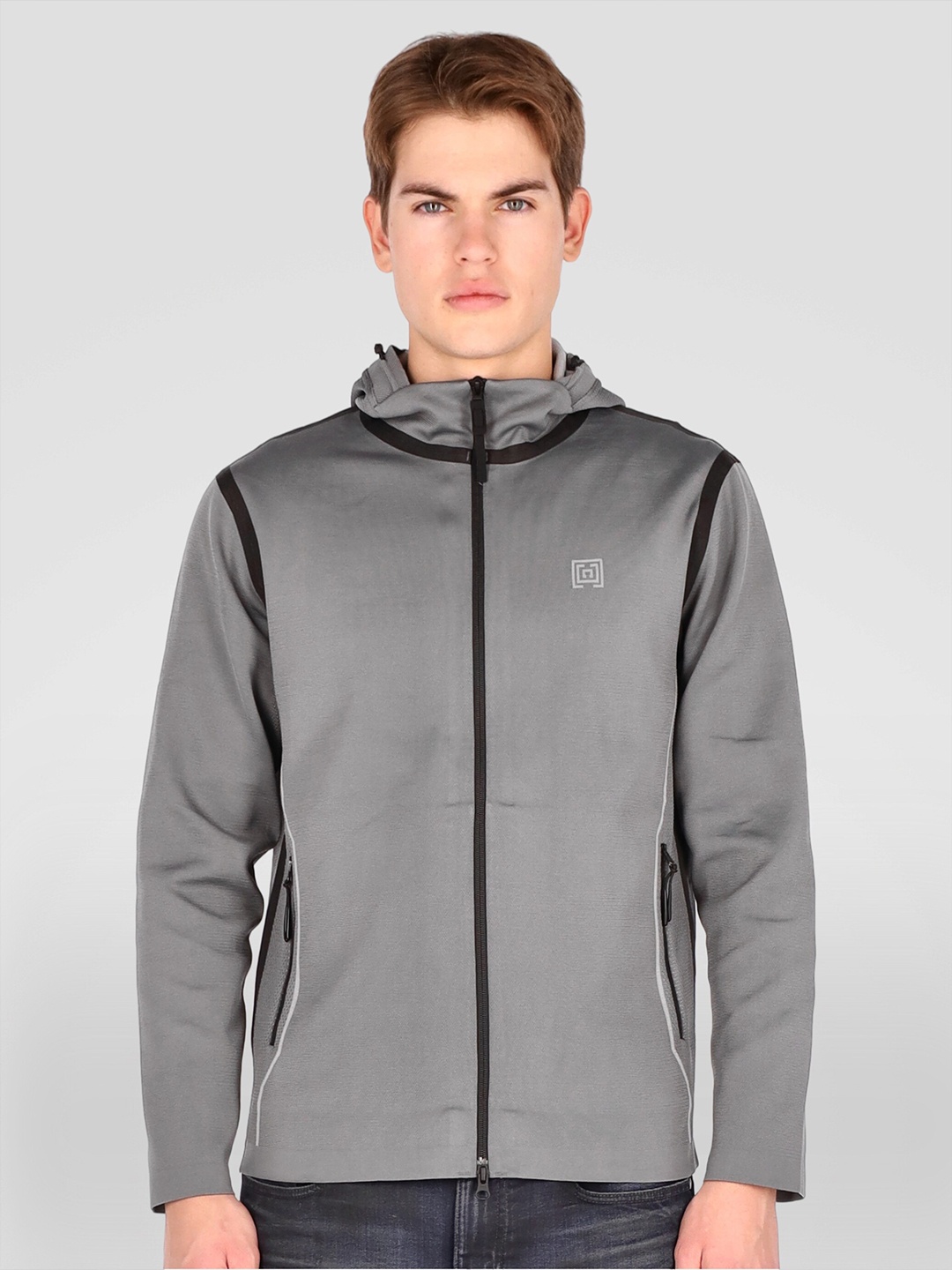 

FREESOUL Men Grey Hooded Sweatshirt