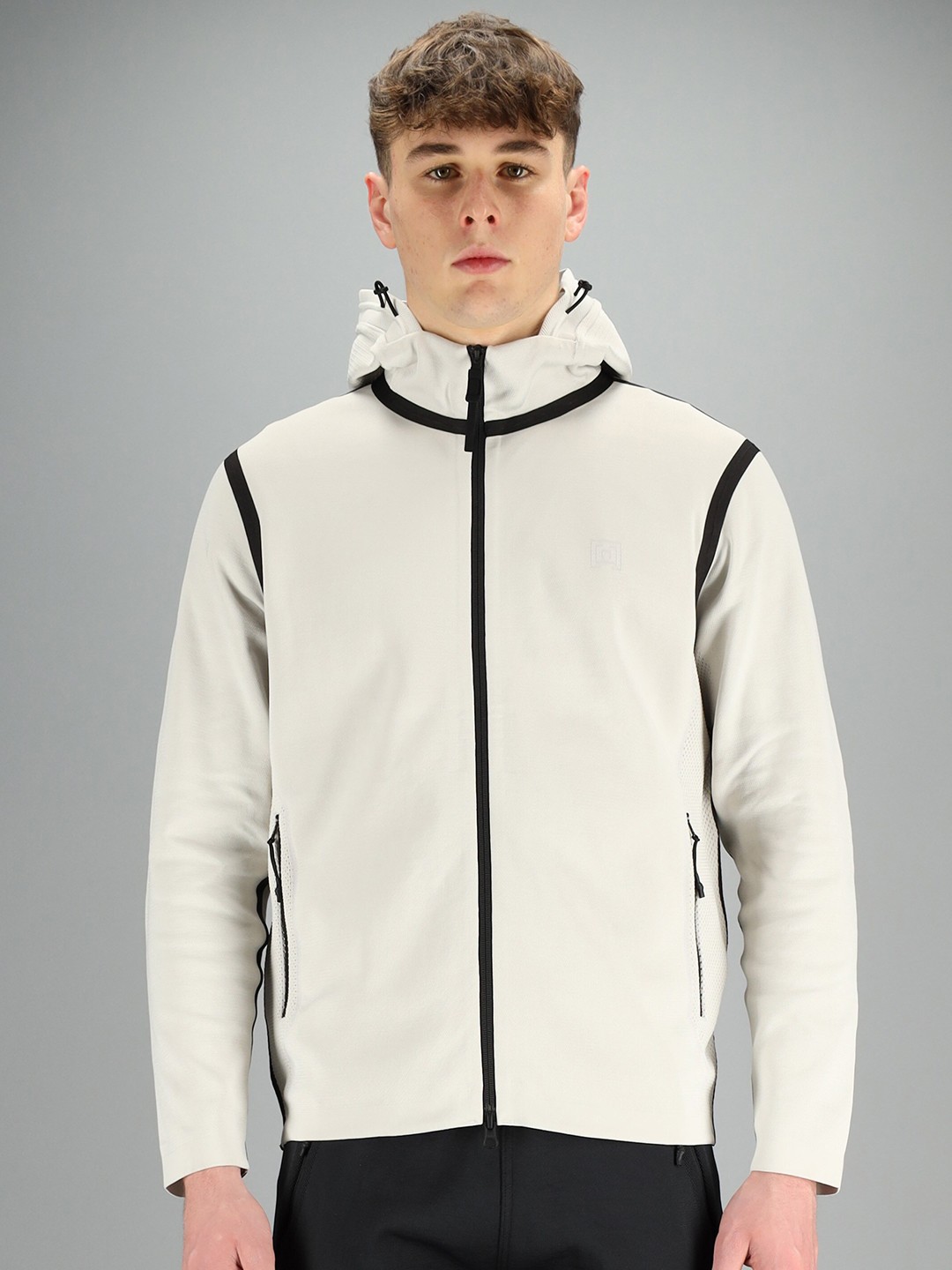 

FREESOUL Men Cream-Coloured Solid Hooded Sweatshirt