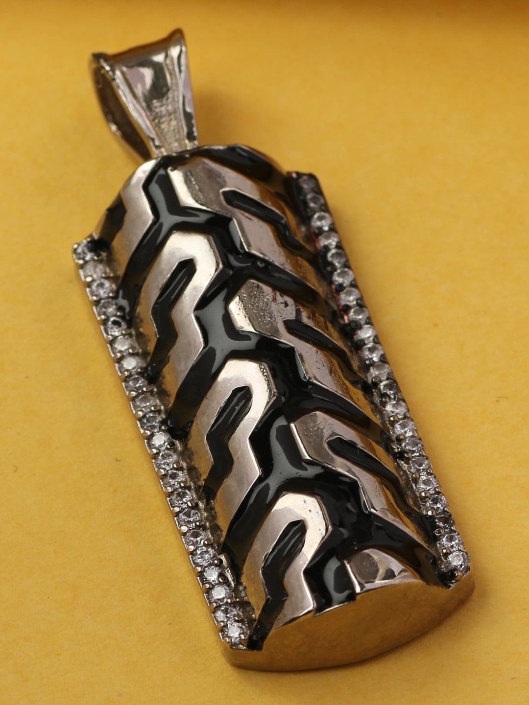 

Silgo Silver-Plated & CZ Studded Brass Pendant Without Chain