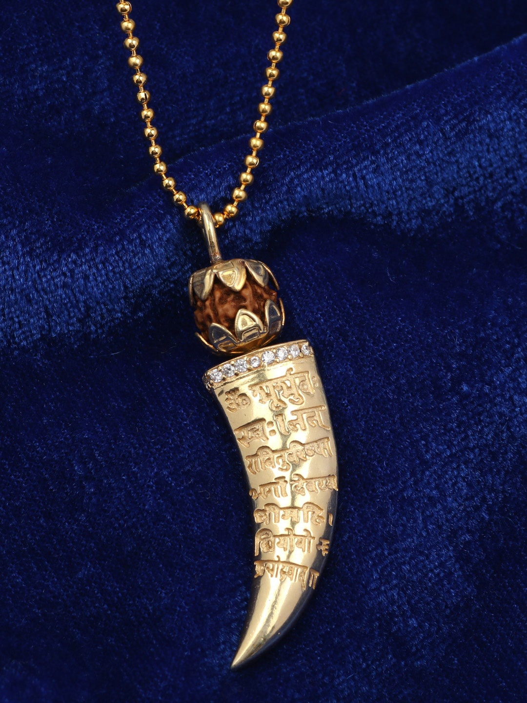

Silgo Gold-Plated & CZ Studded Brass Pendant With Chain