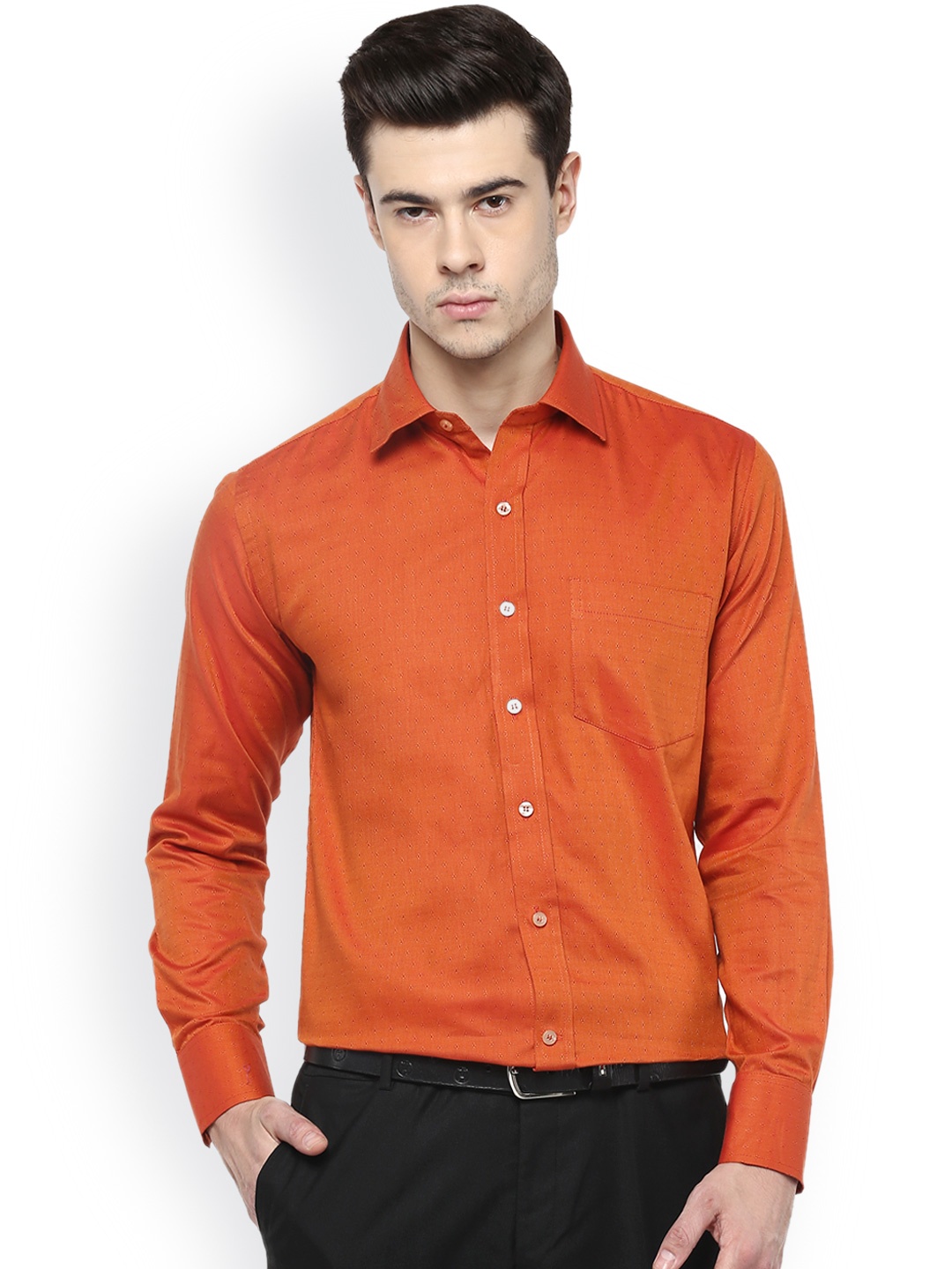 

DENNISON Men Orange Original Fit Self-Design Formal Shirt