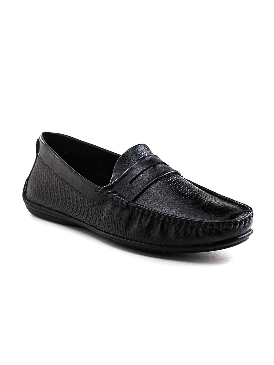 

MONKSTORY Men Black Textured Lightweight Driving Shoes
