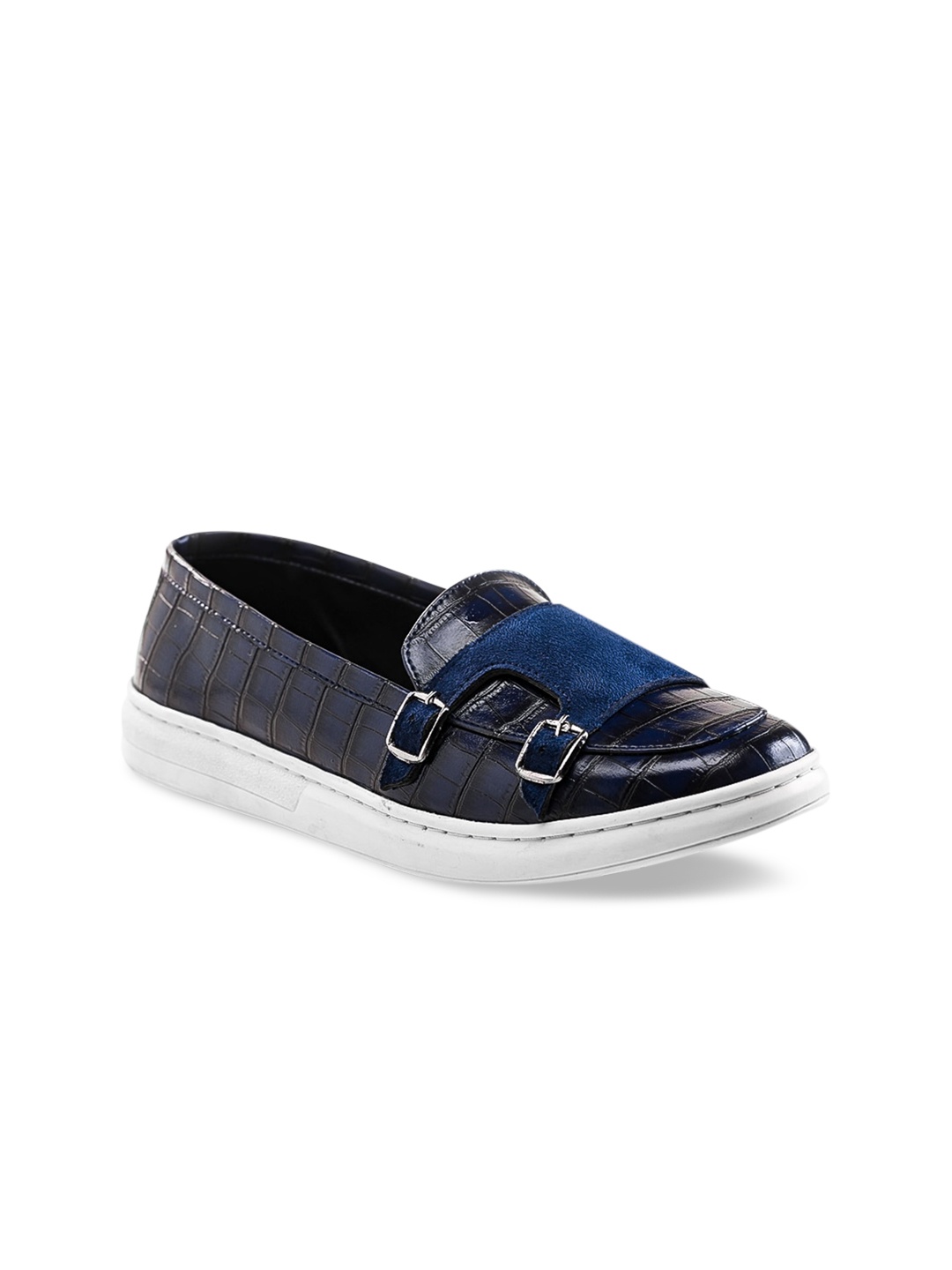 

MONKSTORY Men Blue Textured PU Loafers