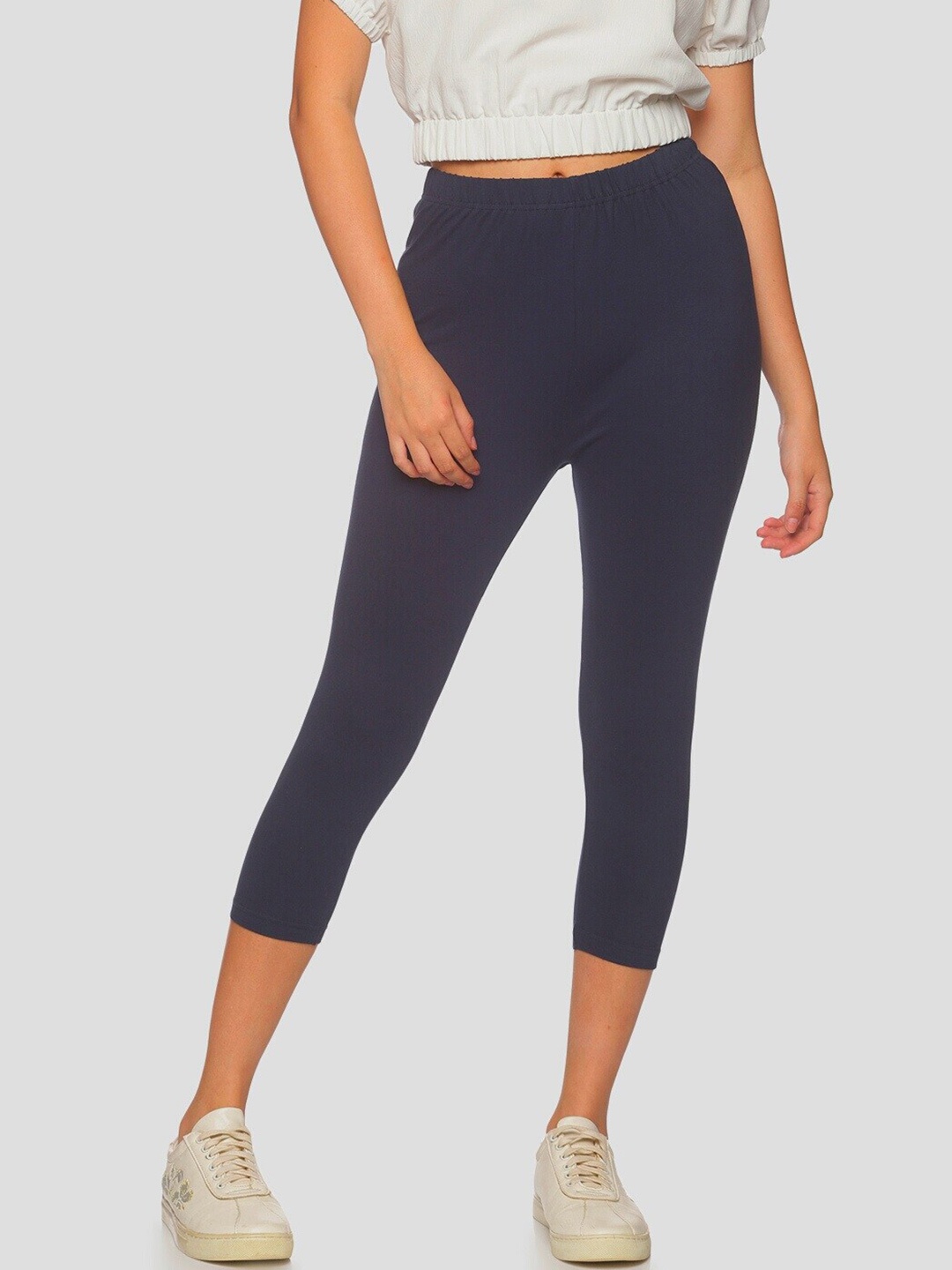 

NOT YET by us Women Navy Blue Stretchable Capris