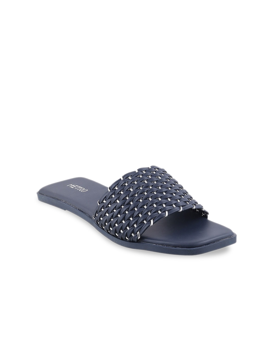 

Metro Women Blue Textured Open Toe Flats