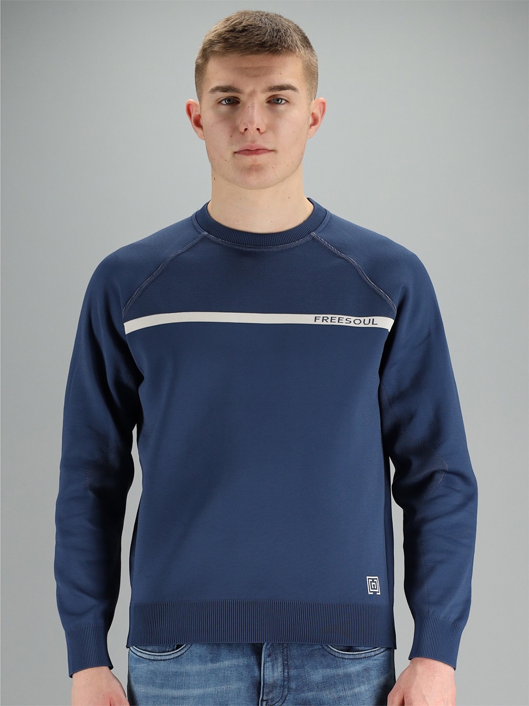 

FREESOUL Men Blue Sweatshirt
