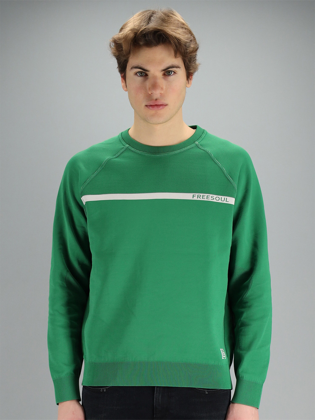 

FREESOUL Men Green & White Brand Logo Printed Sweatshirt