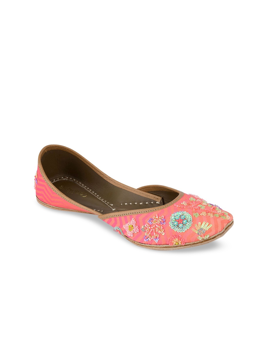 

Coral Haze Women Coral Embellished Ethnic Mojaris Flats