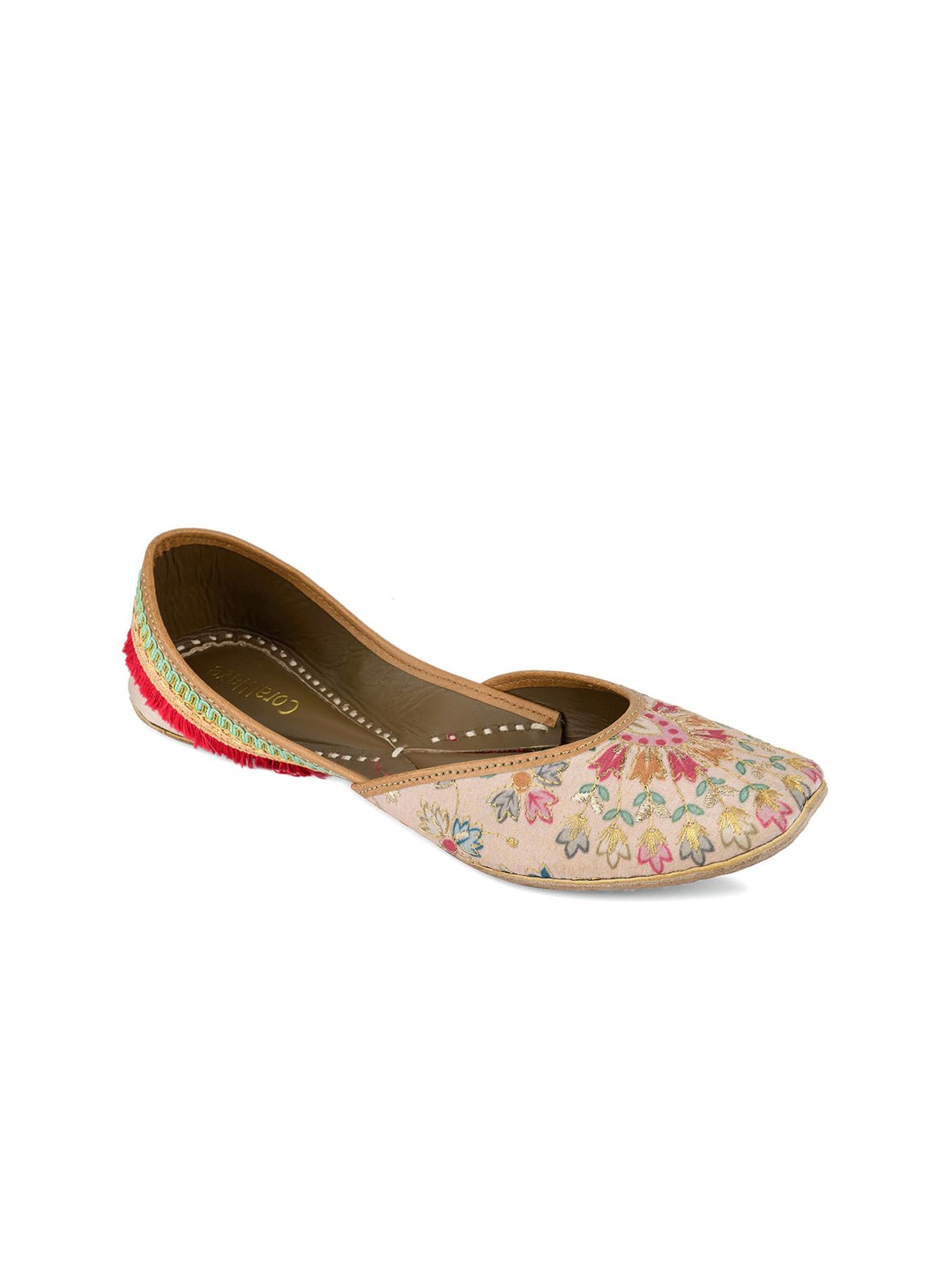 

Coral Haze Women Beige Embroidered Mojaris Flats